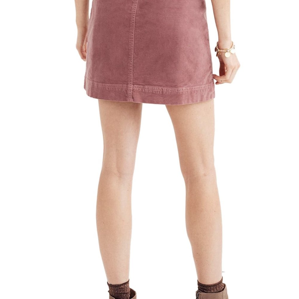 Madewell Velveteen Uptown Zip Skirt in Dusty Rose - Picture 3 of 4